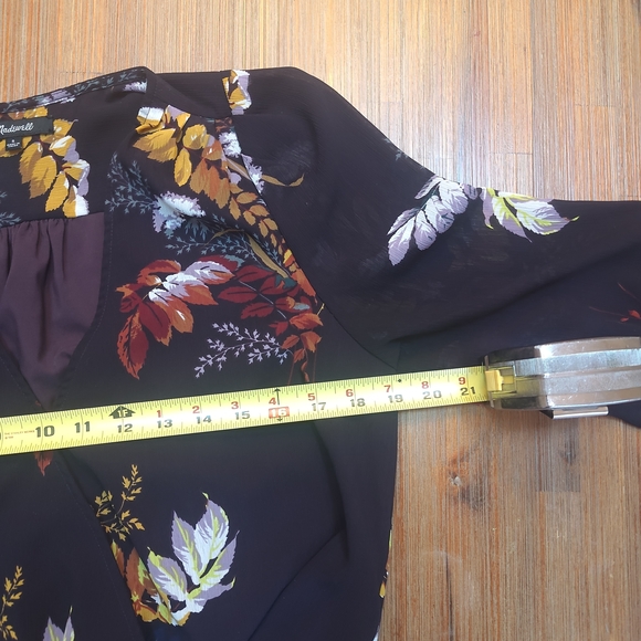 Madewell Wrap Top Blooming Oasis Plum 3/4 Sleeve Shirt Blouse Womens S - Picture 9 of 9